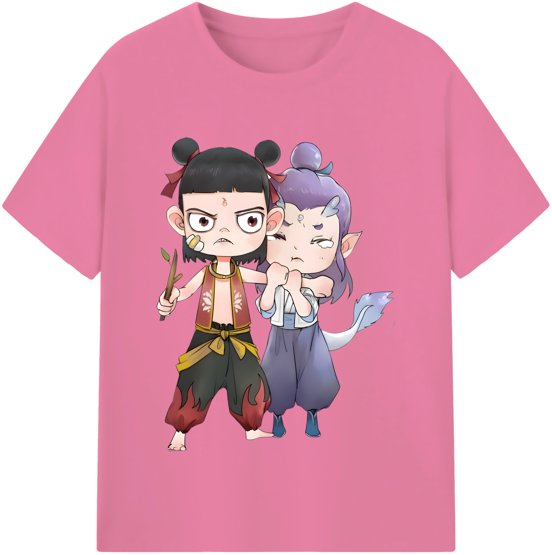 （画像用） Ne Zha 2 ナタ 魔童の大暴れ 綿100％半袖Tシャツ（フロントプリント）